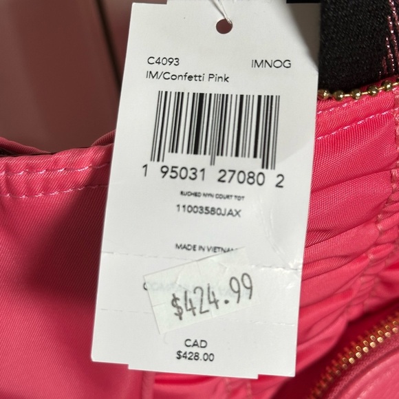 COACH RUCHED NYLON COURT Pink Tote Bag Diaper Bag Travel Bag Overnight Bag New - Picture 11 of 14